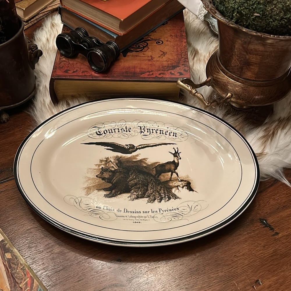French Lithograph Inspired Ceramic Platter - Picture 2 of 5